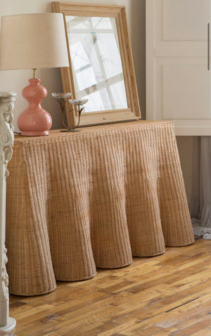 Rattan Scalloped Large Console Table