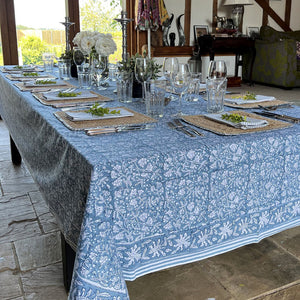 French Blue Floral Tablecloth