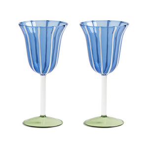 Blue Stripe Wine Glass (Set of 2)