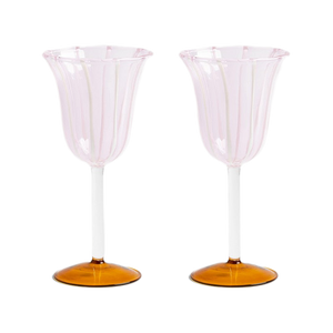 Pink Stripe Wine Glass (Set of 2)