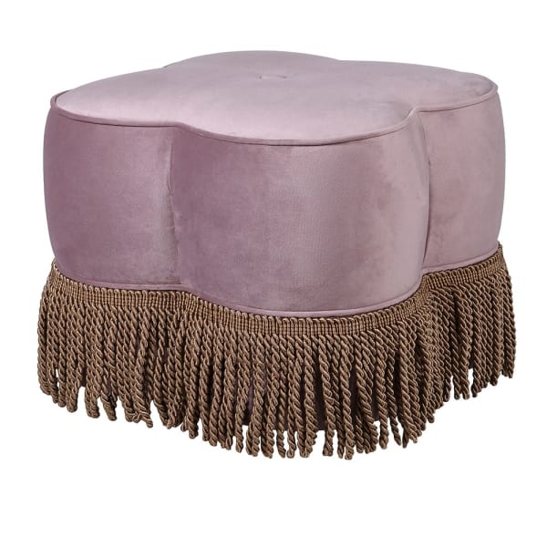 Clover Pink Velvet Stool